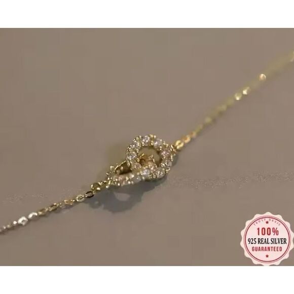 Pavé Crystal Geometry 18k Necklace –over 925 Sterling Silver, EWomen's Pendant - Picture 1 of 5